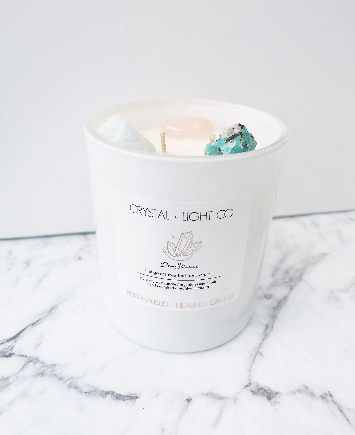 De-stress - Crystal Healing candle Large