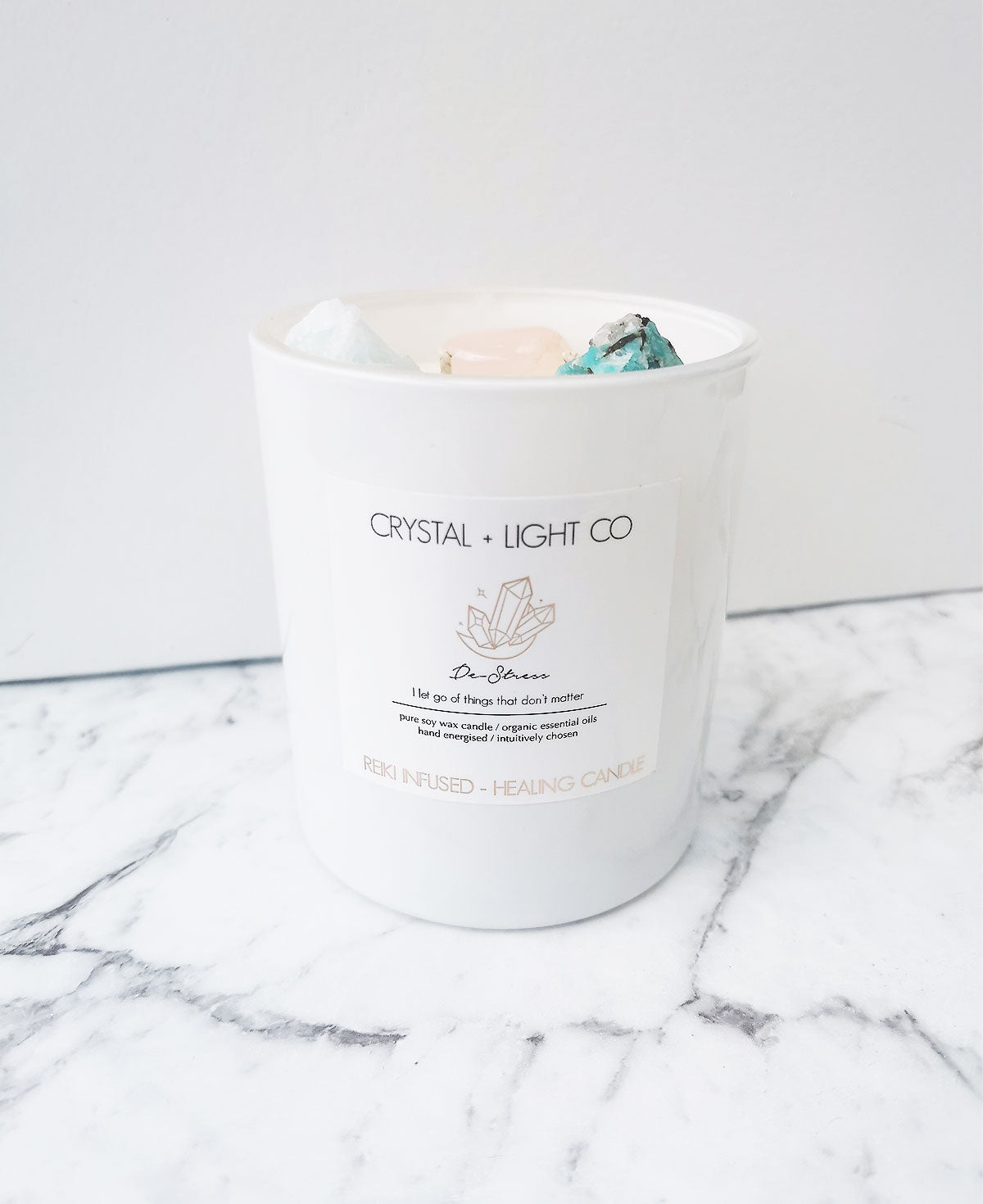 De-stress - Crystal Healing candle Large