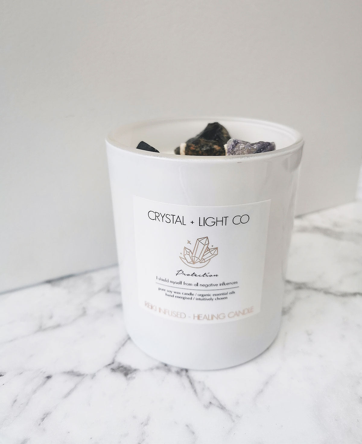 Protection - Crystal Healing candle Large
