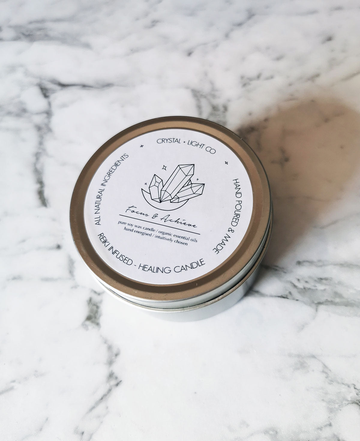 Focus & Achieve - Crystal Healing candle - Crystal and Light Co