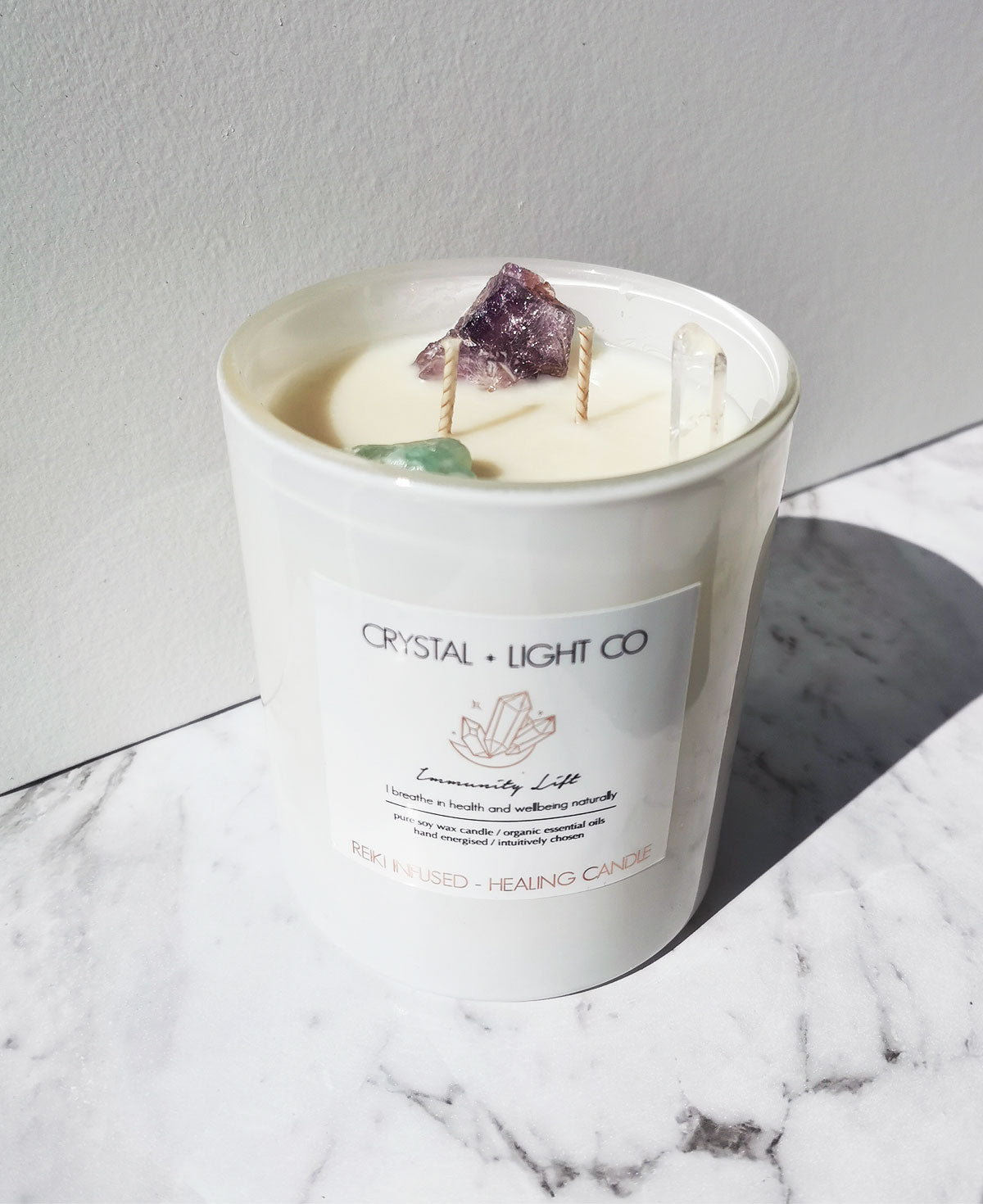 Immunity Lift - Crystal Healing candle Large - Crystal and Light Co