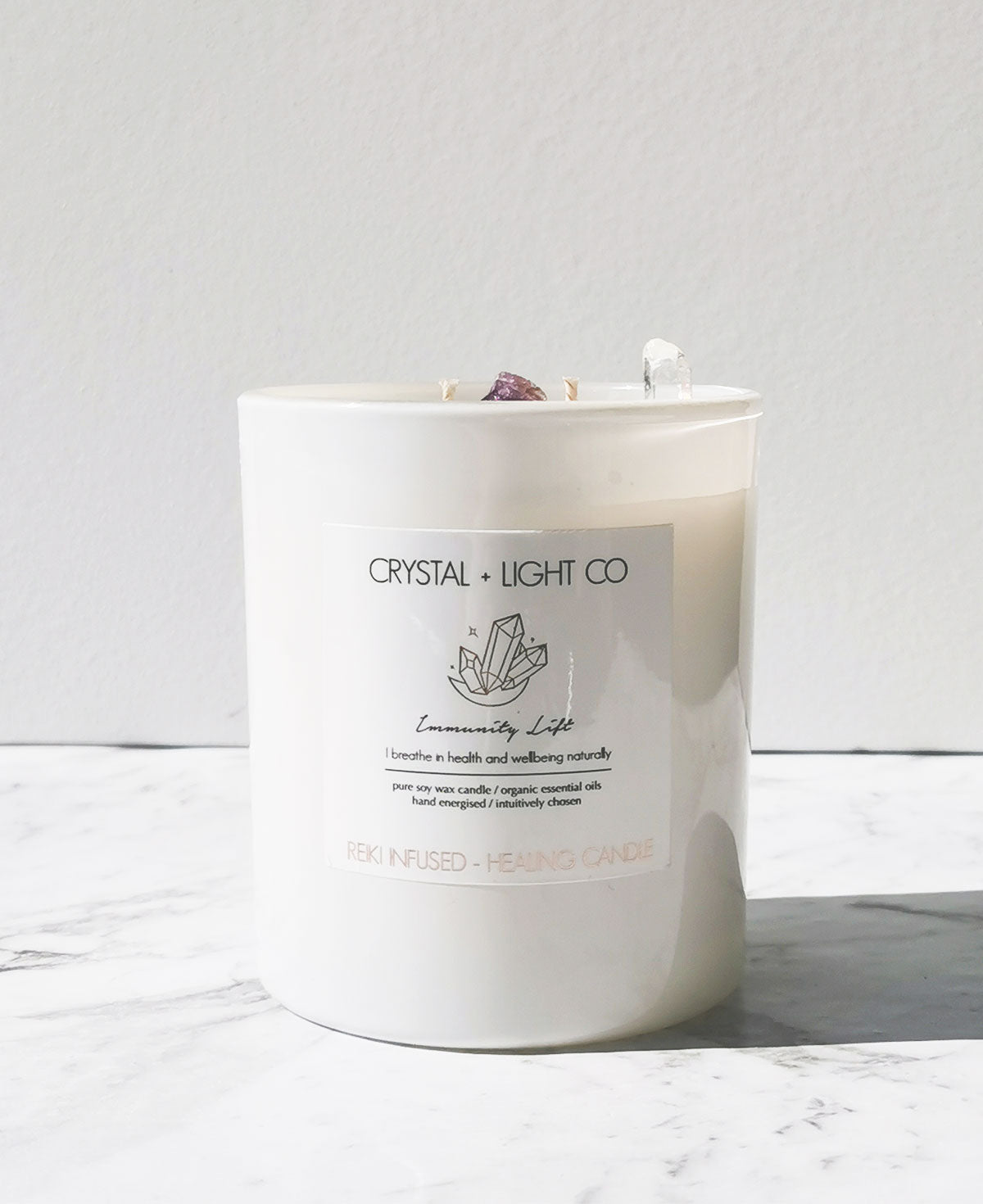 Immunity Lift - Crystal Healing candle Large - Crystal and Light Co