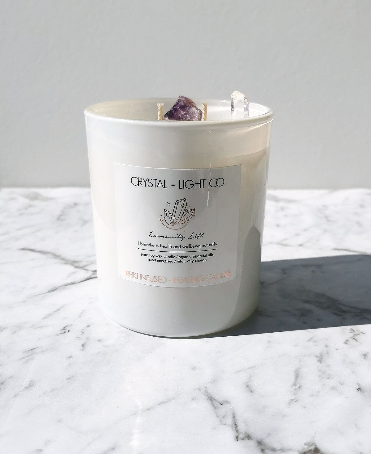Immunity Lift - Crystal Healing candle Large - Crystal and Light Co