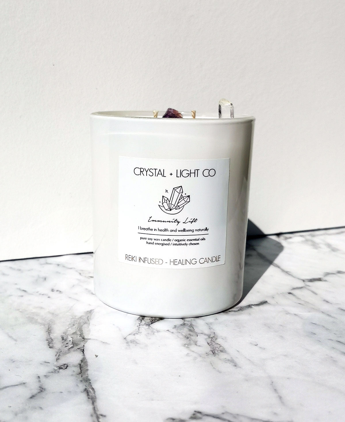Immunity Lift - Crystal Healing candle Large - Crystal and Light Co