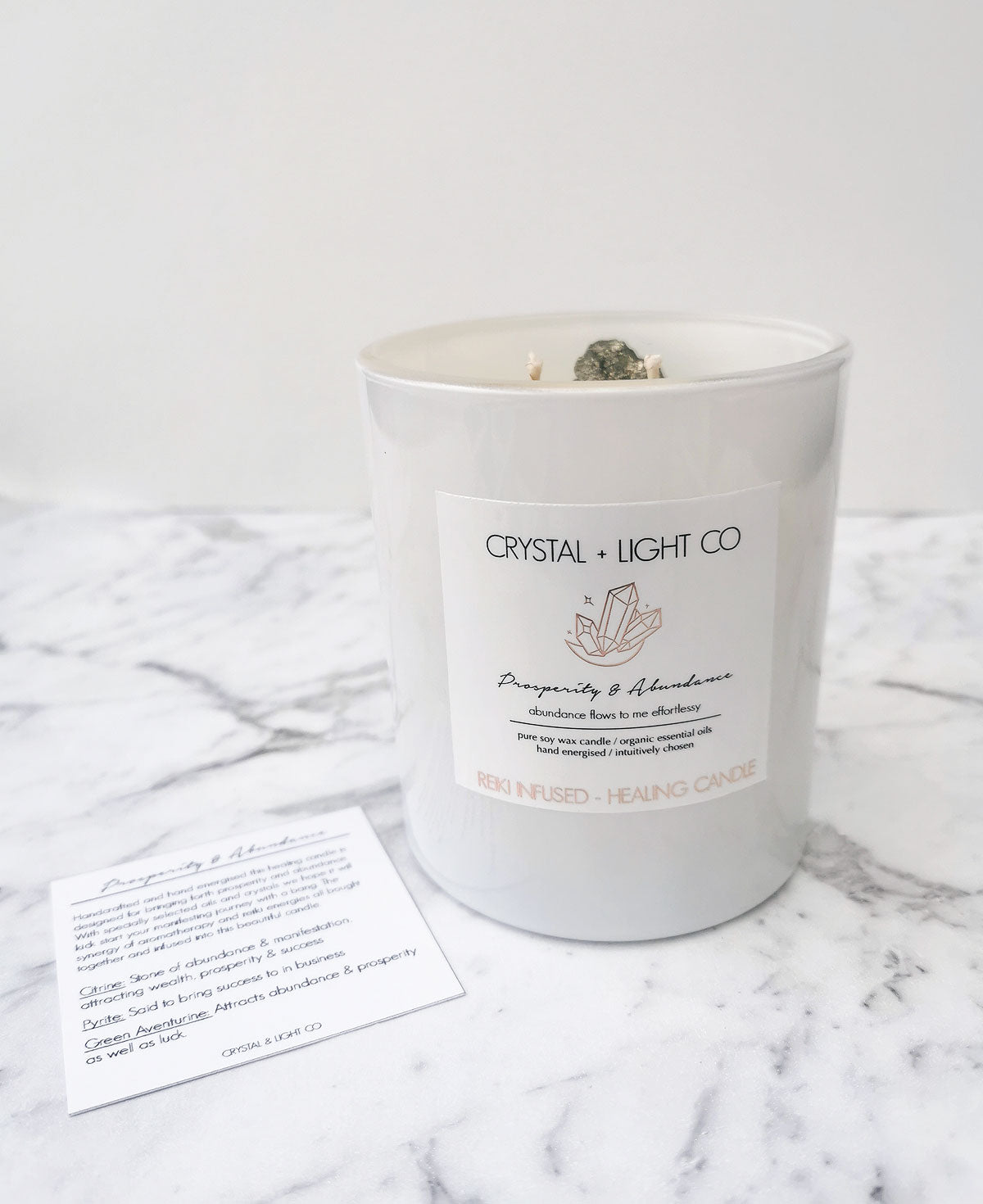 Prosperity & Abundance - Crystal Healing candle - Crystal and Light Co